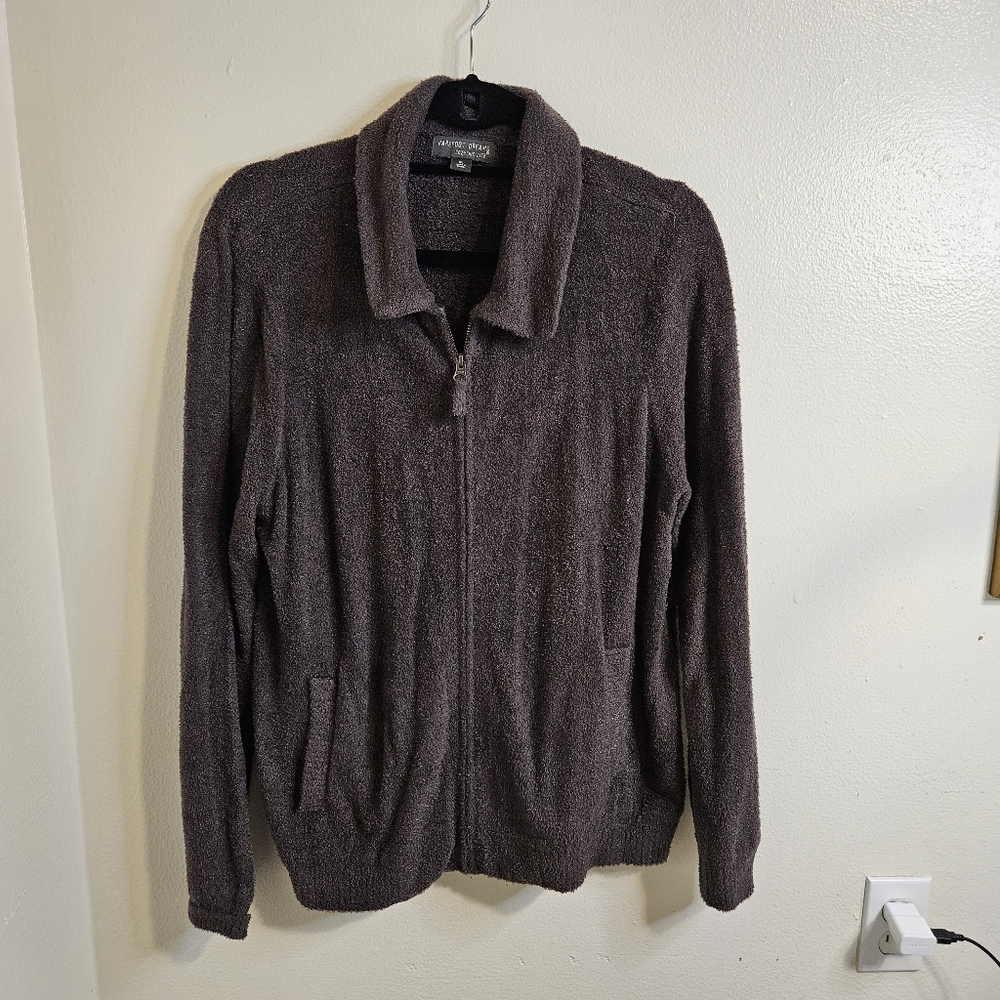Barefoot Dreams Zip Up Cozy Chic Lightweight Jacket XL Color Carbon